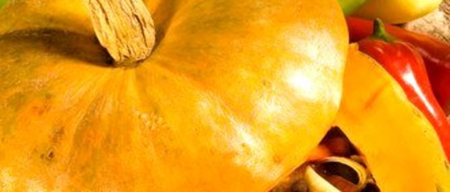 Печеная тыква с тушеным мясом