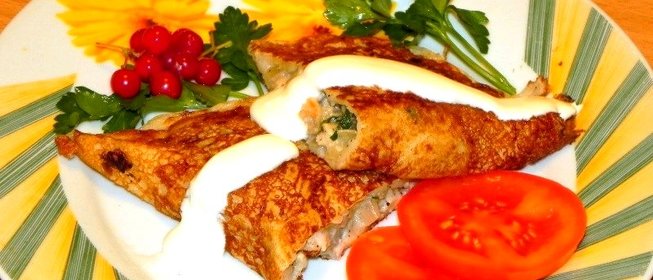 Блинчики, фаршированные курицей