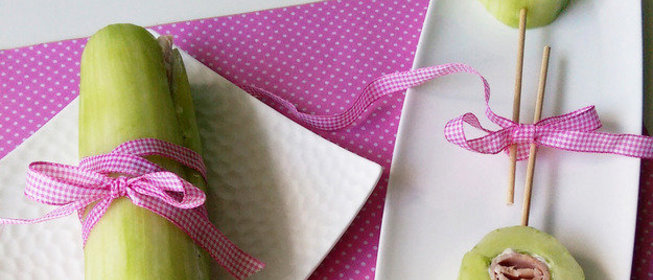 Закуска из огурца с ветчиной