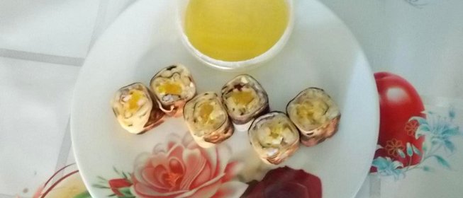 Сладкие блинчики с рисом и апельсином