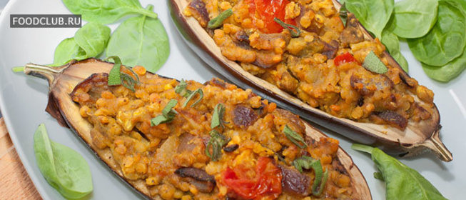 Баклажаны с чечевицей