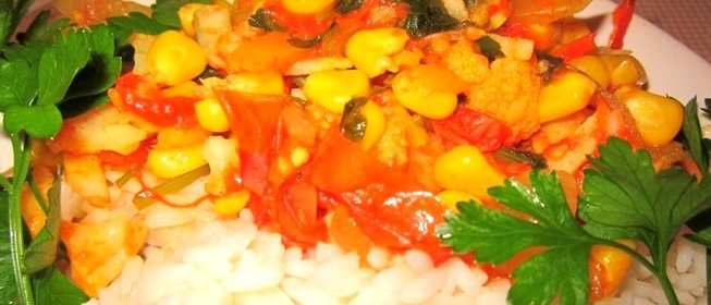 Цветная капуста с кукурузой