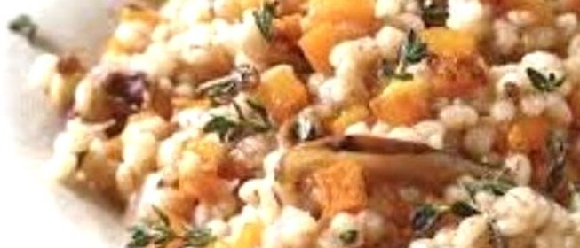 Перловка с тыквой и грибами