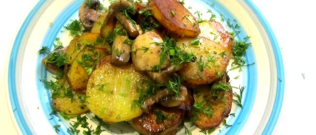 Картофель с грибами и укропом