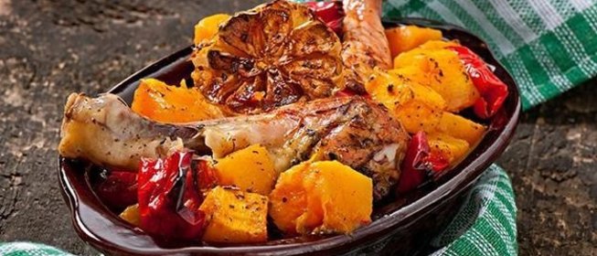 Тыква с курицей