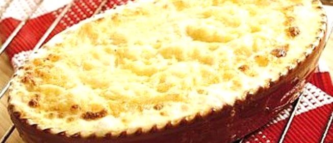 Картофель запеченый с мясом в сливочном соусе