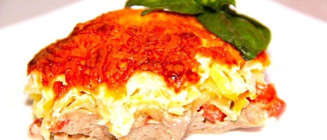 Запеканка из овощей и куриного фарша
