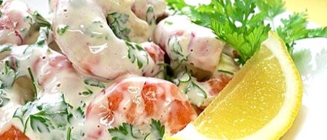 Королевские креветки в сметанном соусе