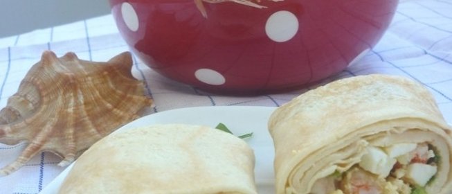 Блины с креветками