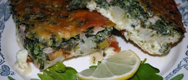 Омлет с цветной капустой и шпинатом