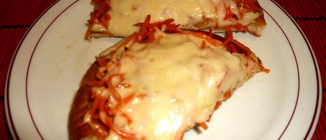 Хрустящая пита с морковью-по корейски и сыром