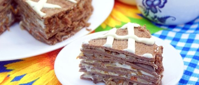 Блинный торт с печенью