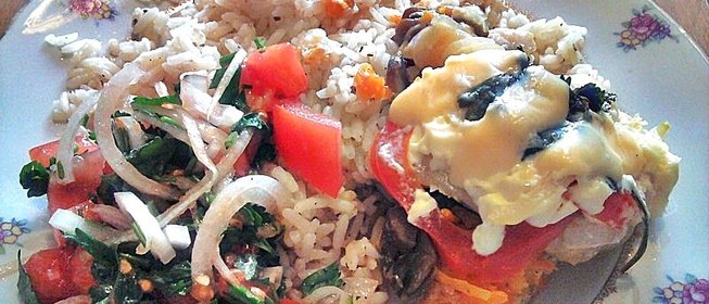 Пангасиус под овощами