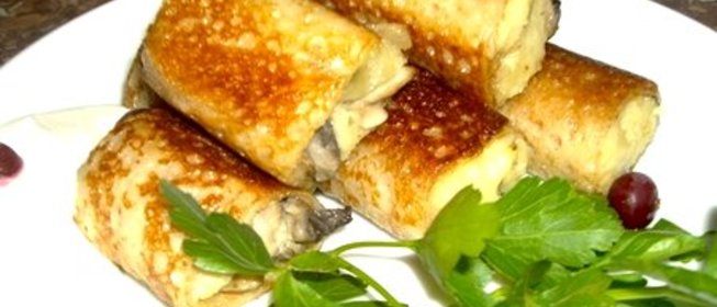 Блины с картошкой и грибами