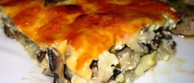 Запеканка из картофельного пюре с грибами
