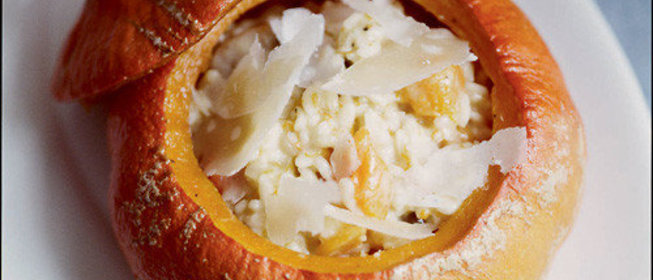 Ризотто с печеной тыквой, каштанами и маскарпоне