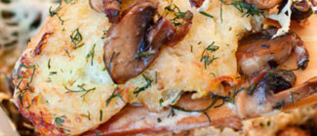 Драники, запеченные с грибами