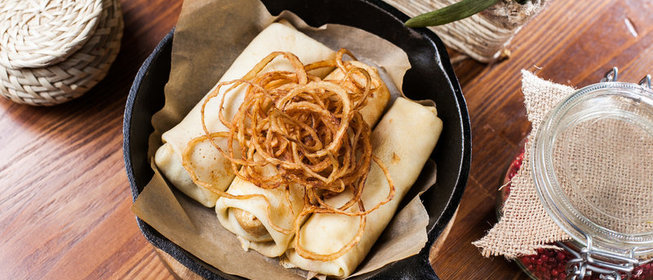 Блины с картофелем и чоризо