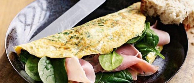 Омлет с ветчиной и грибами