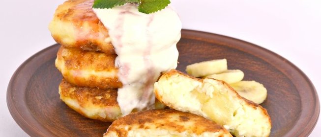 Кокосовые сырники с бананом