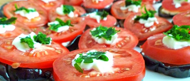 Канапе из баклажанов с чесноком