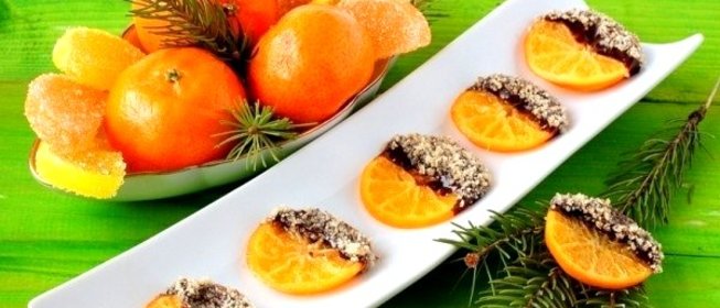 Карамелизованные мандарины в шоколаде