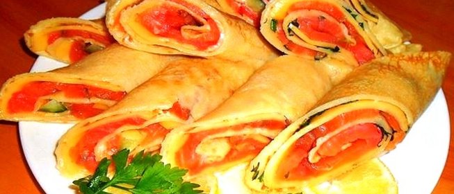 Блинчики с семгой и сыром