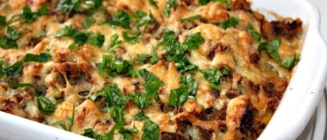 Запеканка с грибами и фаршем