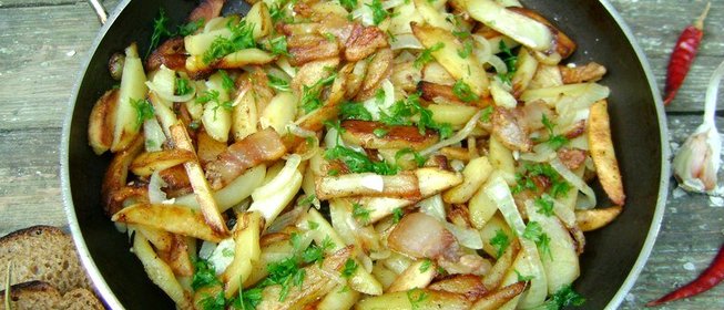 Картофель жареный на сале