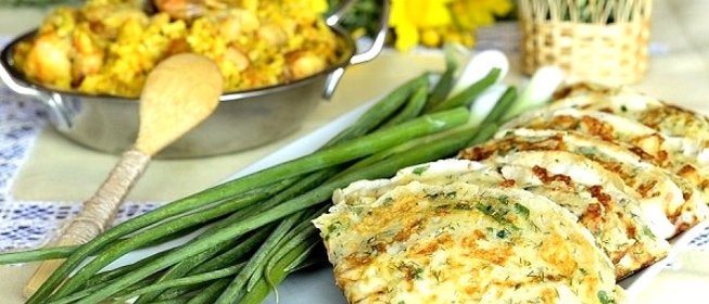 Блинчики с сыром и зеленью