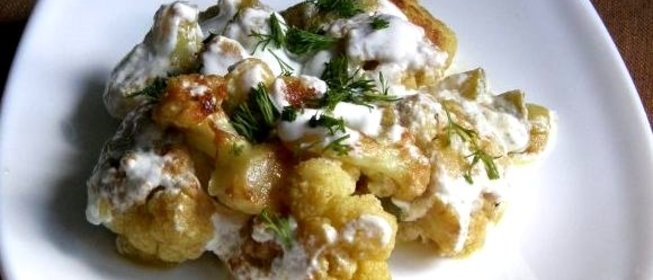 Цветная капуста жареная в сметане