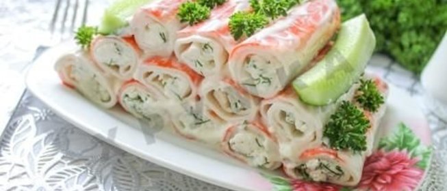 Закуска из фаршированных крабовых палочек