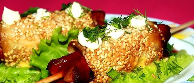 Cосиски в лаваше с сыром