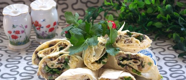 Лаваш с шампиньонами