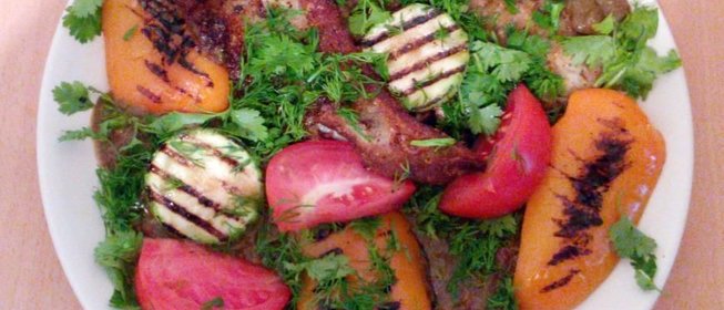 Филе морского языка с овощами гриль