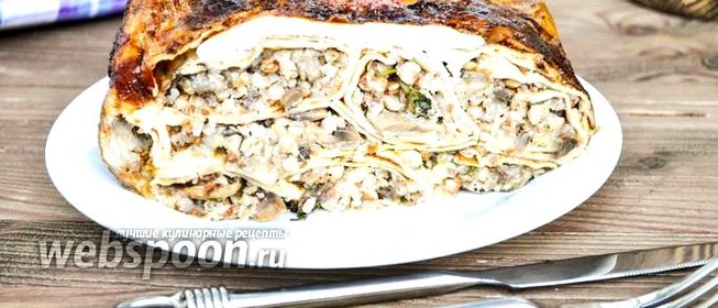 Курица фаршированная блинами