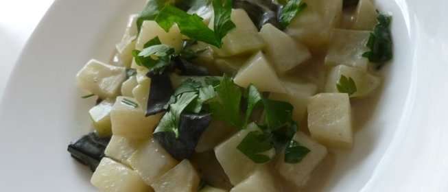 Рагу из кольраби и грибов