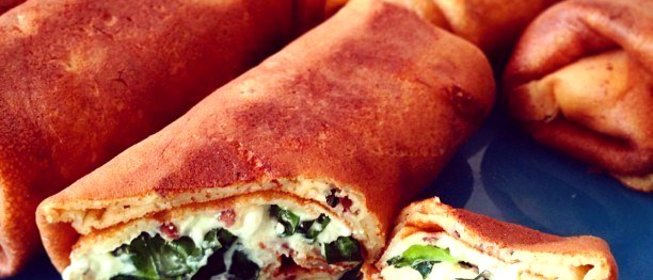 Диетические блины с фетой и шпинатом