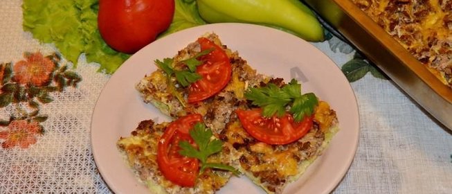 Запеканка из тертых кабачков с фаршем в духовке