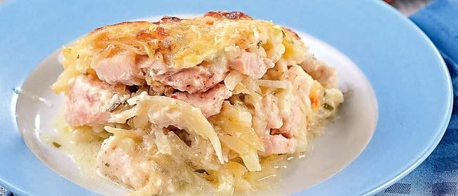 Слоеная запеканка из корневого сельдерея с курицей