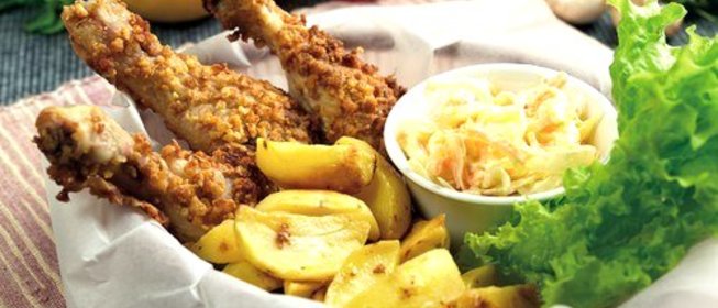 Куриные ножки в сухарях с зеленью