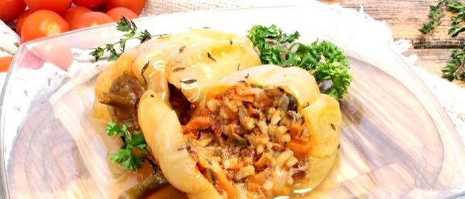 Фаршированный перец грибами в духовке