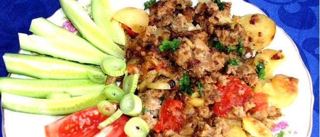 Жареная картошка с фаршем