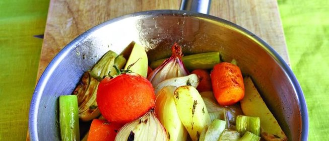 Жареные овощи, с ароматом базилика