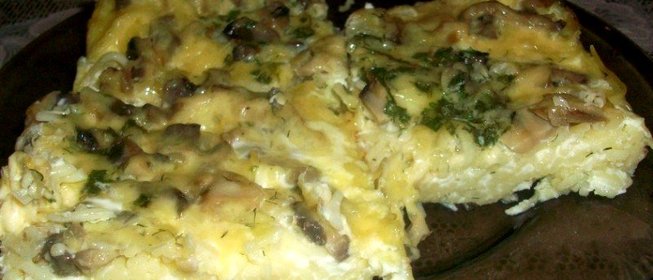 Запеканка с макаронами и грибами