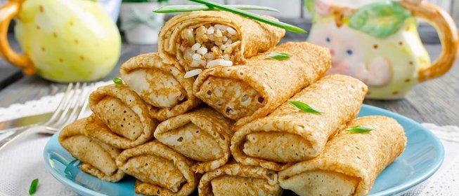 Блинчики с рисом и мясом