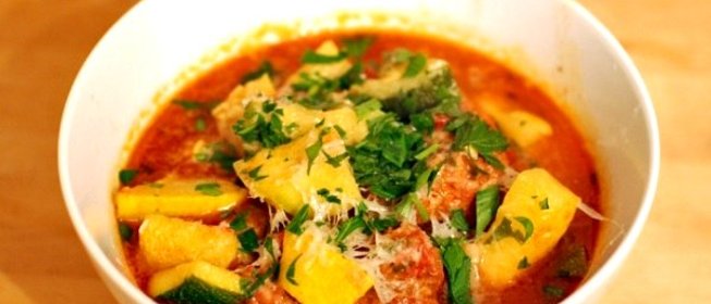 Овощное рагу с патиссонами