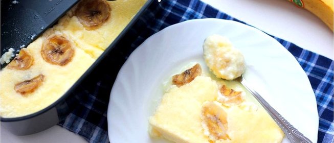 Творожная запеканка с бананом в пароварке