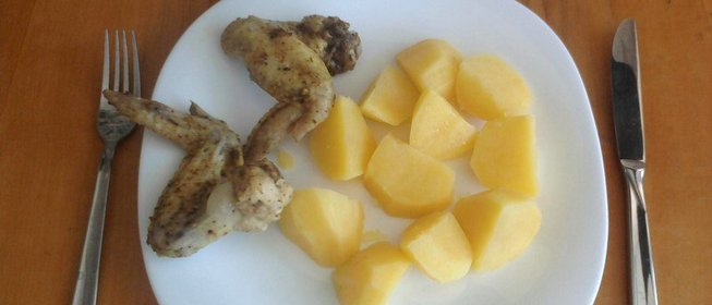 Картофель с куриными крылышками