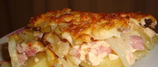 Картофельная запеканка с ветчиной
